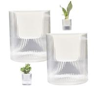 CAKEEYUM Pots de Plantes à arrosage Automatique 2 pièces 4 Pots de Fleurs détachables à 2 Couches avec Corde en Coton et Trou Drainage Pot en Plastique avec Plantes Stockage d'eau Claire d'intér