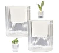 CAKEEYUM Pots de Plantes à Arrosage Automatique 2 pièces 4 Pots de Fleurs détachables à 2 Couches avec Corde en Coton et Trou Drainage Pot en Plastique avec Plantes Stockage d'eau Claire Pla