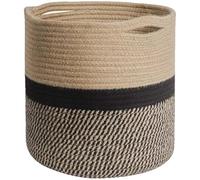 CAKEEYUM Pots de Plantes en Corde de Coton tissée, Panier à Plantes Rond Rustique 12 Pouces avec poignée, Panier tissé pour Le Jardinage, Couvercle Pot à Linge, Pots Fleurs d'intérieur