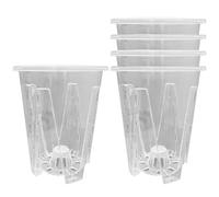 CAKEEYUM Pots d'orchidées 5 pièces Pots de Fleurs Transparents avec Trous de Drainage Jardinière d'orchidées en Plastique Plante Transparente à Fente Respirante pour Plantes 'intérieur succulentes