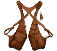 CAKEEYUM Sac à bandoulière sous Les Bras pour Hommes, Sac à bandoulière réglable antivol Vintage en Cuir PU avec Multi-Poches pour l'extérieur, Marron Clair, Double aisselle, sous Les Bras