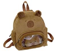 CAKEEYUM Sac à dos Capybara 9, 5 x 11 pouces Sac à dos en peluche Capybara de dessin animé mignon de voyage en fourrure avec une poupée dans une fenêtre transparente pour femmes et filles