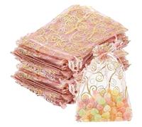 CAKEEYUM Sacs en Organza 100 pièces, Sac en Maille pour Bonbons 4x6 Pouces avec Cordon de Serrage, Pochette à Bijoux réutilisable pour noël, Mariage, Festival, fête