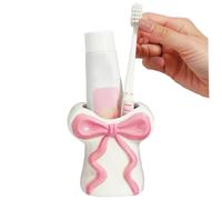 CAKEEYUM Soporte Para cepillos de dientes Con Forma de Lazo, seguro y Bonito soporte Pasta dientes cerámica Para niñas. Organizador baño Adorable y minimalista CASA, dormitorio apartame