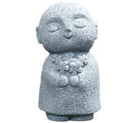 CAKEEYUM Statue de Bouddha d'intérieur, Moine Jizo priant, Petite Statue de Bouddha Tenant des Fleurs, décor Bureau Zen pour la Maison, Le Bureau, Le Jardin Japonais