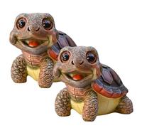 CAKEEYUM Statue de Tortue 2 pièces, décoration de Tortue en résine Mignonne, Statue Jardin réaliste 4.1x3x3.2 Pouces pour la Maison, la Cour, Le Patio, Le Balcon et la pelouse
