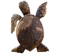 CAKEEYUM Statue de Tortue sculptée réaliste, Figurine de Tortue mer, Jolie décoration mer en résine, Statue exquise pour la Maison, pelouse, Cour, étang Jardin, Motif cocotier, Figurine