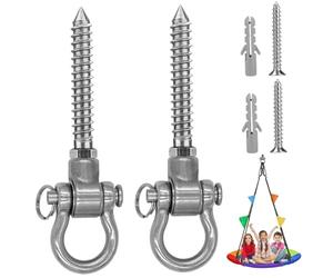 CAKEEYUM Supports de balançoire Robustes (Lot de 2) en Acier Inoxydable, pivotants à 180°, avec vis, pour Sac Frappe, hamac, Sangle Yoga, matériel quincaillerie d'extérieur.