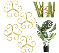 CAKEEYUM Tiges de Plantes en métal réutilisables, 4 pièces, Supports de Plantes d'intérieur grimpantes, piquets Support pour intérieur doré