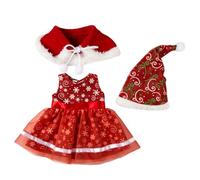 CAKEEYUM Vêtements de poupée bébé pour poupées de 20 Pouces 3 pièces/Ensemble Tenues poupée bébé Ensemble d'accessoires imprimés Fleurs Rouges pour noël Anniversaire Style 1 vêtements, Tenues