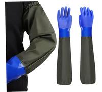 CAKEEYUM Waterproof Work Gloves, 28 Inch Non Slip Heavy Duty Long Gloves with Elastic Band for Pond Cleaning, Gardening