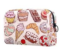 Cakes Candy Marshmallow and Coffee Cosmetic Bag for Women Travel Toiletries Bags Large Makeup Handy Pouch Organizer Bag With Zipper, multicolore, 18.5x7.5x13cm/7.3x3x5.1in, Trousse de toilette