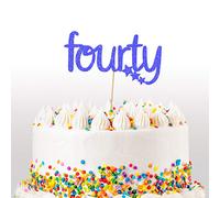 Cakeshop Décoration de gâteau à paillettes pour anniversaire 40 ans, 40 ans - Carte pailletée double face 400 g/m², 14 couleurs et plusieurs styles au choix (Bleu vif)