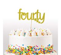 Cakeshop Décoration de gâteau à paillettes pour anniversaire 40 ans, 40 ans - Carte pailletée double face 400 g/m², 14 couleurs et plusieurs styles au choix (doré)