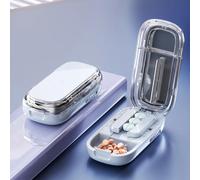 Caketotu Pill Cutter 1/4, Caketotu Portable Pill Cutter, Pill Storage Organizer with Improved Sharp Blade, Accurate Centering Alignment Device for Cutting Multiple Pills at a Time in Half (Blue)