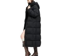 CakfLjkhl Doudoune extra longue pour femmes avec capuche, manteau d'hiver épais et chaud, parka matelassée longue,Noir,L