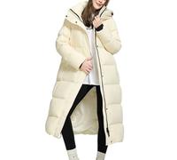 CakfLjkhl Doudoune extra longue pour femmes avec capuche, manteau d'hiver épais et chaud, parka matelassée longue,Beige,S