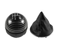 Cakievro Pommeau de levier de vitesse chromé pour Fiat 500 500C 2007 2008 2009 2010 2011 2012 2013 2014 2015 2016 2017 2018 (2 pièces carbone 5 vitesses)