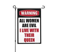 CakJuice Drapeaux de jardin d'été double face Welco Warning All Women are Evil I Live with Their Queen Garden of the Flag Petit drapeau de jardin