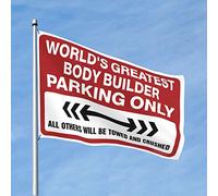 CakJuice Drapeaux drôles de dortoir au monde, le plus grand constructeur de corps du monde, drapeau de stationnement uniquement, décoration suspendue extérieure décoration hippie (taille : 120 x 180