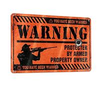 CakJuice Panneau de protection pour arme à feu avec inscription « Protecter by Armed Property Owner », fabriqué en alliage d'aluminium - 30,5 x 20,3 cm