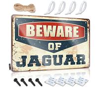 CakJuice Plaque en métal avec inscription « Beware of Jaguar » - Décoration vintage - Dimensions : 20 x 30 cm