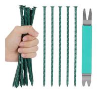CAKKVDE Lot de 100 piquets de paysage en métal, 20,3 cm, grandes agrafes d'aménagement paysager, piquets d'ancrage à bordure verte pour jardin, pelouse, pavé, bordure en bois, barrière contre les
