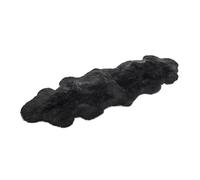 Cakla 100% Peau de Mouton Naturelle Tapis, Deux vomissures en Peau de Mouton - Couverture Douce et Moelleuse, Un ajout Original à Toute pièce (Noir, 210-200cm x 55-65cm)