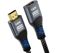 CAKOBLE Câble Prolongateur HDMI 1m, HDMI 2.2 96Gbps Ultra Haute Vitesse 16K@60Hz 8K@240Hz 4K@480Hz, Compatible HDMI 2.1,eARC, HDR10+, Dolby Atmos/Vision, HDCP 2.3,Mâle vers Femelle pour TV PS5 Xbox