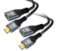 CAKOBLE Câble Prolongateur HDMI 2.2 1m,(Lot de 2) HDMI 2.2 96Gbps Ultra Haute Vitesse 16K@60Hz 8K@240Hz 4K@480Hz,HDMI 2.1,eARC, HDR10+, Dolby Atmos/Vision, HDCP 2.3,Mâle vers Femelle pour TV PS5 Xbox