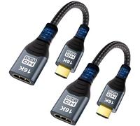 CAKOBLE Câble Prolongateur HDMI 50cm,(Lot de 2) HDMI 2.2 96Gbps Ultra Haute Vitesse 16K@60Hz 8K@240Hz 4K@480Hz, HDMI 2.1,eARC, HDR10+, Dolby Atmos/Vision, HDCP 2.3,Mâle vers Femelle pour TV PS5 Xbox