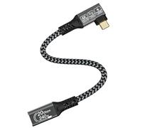 CAKOBLE rallonge usb c coudé 25cm, usb c femelle vers male rallonge usb 3.2 240W 20Gbps Rallonge USB C Vidéo 4K 60Hz USB Type-C en Nylon Tressé Compatible i15/16 Pro Max, Mackbook