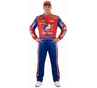 CAL Naughton Jr Combinaison de course + casquette Costume Talladega Nights Flaming Race Rouge et Bleu (XL)