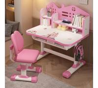 Calager Ensemble Bureau et Chaise pour Enfants, Chaise d'étude pour Enfants réglable en Hauteur, Table de Bureau pour étudiant avec tiroir, Table d'apprentissage pour Fille et Garçon (Rose)