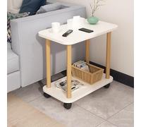 Calager Petite Table d'appoint en Bois, Mini rectangulaire Amovible à 2 Niveaux pour Salon, canapé étagère de Rangement, Chevet étroit Petits espaces, Chambre Coucher, Bureau, Blanc (L : Blanc