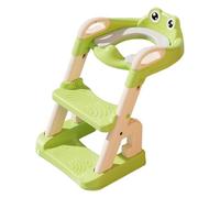 Calager Siège d'enfant 2 en 1 avec escabeau, apprentissage de la propreté, échelle de toilette, siège de toilette, escalier, coussin doux, hauteur réglable, base triangulaire Vert
