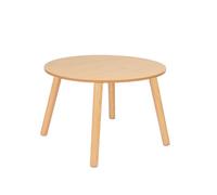 Calager Table basse ronde pour jardin, petit appartement, table de salle à manger, table de cuisine ronde simple de style nordique avec surface lisse, 4 pieds en bois (jaune)