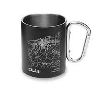 Calais France Blueprint City Map Tasse en métal avec poignée mousqueton