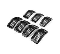 Calandre Anneau calandre avant chromé/noir, garniture couverture pour calandre avant nid d'abeille pour Jeep pour Cherokee 2014-2018 Front Grille(Noir brillant)
