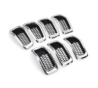 Calandre Anneau calandre avant chromé/noir, garniture couverture pour calandre avant nid d'abeille pour Jeep pour Cherokee 2014-2018 Front Grille(Argent Chrome)