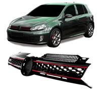 Calandre avant ABS VW Golf 6 de 2008 a 2012 Noir - Rouge, sans embleme