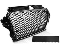Calandre Avant Compatible Avec Audi A3 8V 2012-2016 Cabrio 2-5 Portes - Grille Centrale Sport GV-58 en Maille Nid d'Abeille Chrome Noir