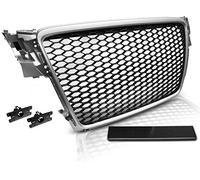 Calandre avant compatible avec Audi A4 B8 2008 2009 2010 2011 Berline Avant Grille centrale Sport GV-8 en maille nid d'abeille Sport Argent