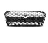 Calandre avant compatible avec Audi A5 2019 2020 2021 Grille centrale avant Sport GV-76 en nid d'abeille Noir brillant