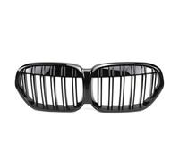 calandre avant de voiture Grilles Supérieures Avant Style Diamant Noir Intégral Aspect Fibre Carbone Double Ligne Course Pour BMW X1 F48 LCI 2020-2022 grille four(Double-Glossy Black)