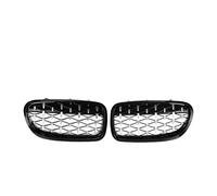 Calandre Calandre Avant De Voiture De Style Diamant pour BMW Série 5 F10 Grill F11 F18 2010 2011 2012 2013 2014 2015 2016 2017 Voiture Calandre Course Grille Pare-Chocs Avant(Black and Silver)