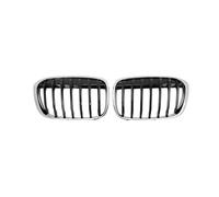 Calandre Calandre pare-choc avant voiture chromée Grilles de course pour BMW X1 F48 F49 2016 - 2019, cadre argenté, noyau noir, Auto ABS