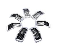 Calandre Lot de 7 inserts de calandre avant, noir brillant, pour Jeep pour Cherokee 2014, 2015, 2016, 2017 et 2018 Front Grille(Chrome)