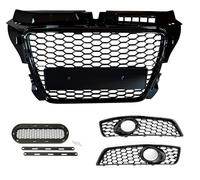 Calandre Nid Abeille Noir Brillant + Grille Compatible Avec A3 8P 8PA 08-13