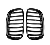 Calandre Voiture Grilles Pour BMW Pour X5 E70 Pour X6 E71 2007 2008 2009 2010 2011 2012 2013 2014 2PCS Calandre De Course À Lamelles Simples Avant Noir Brillant Grille de pare-choc avant centrale(Blac